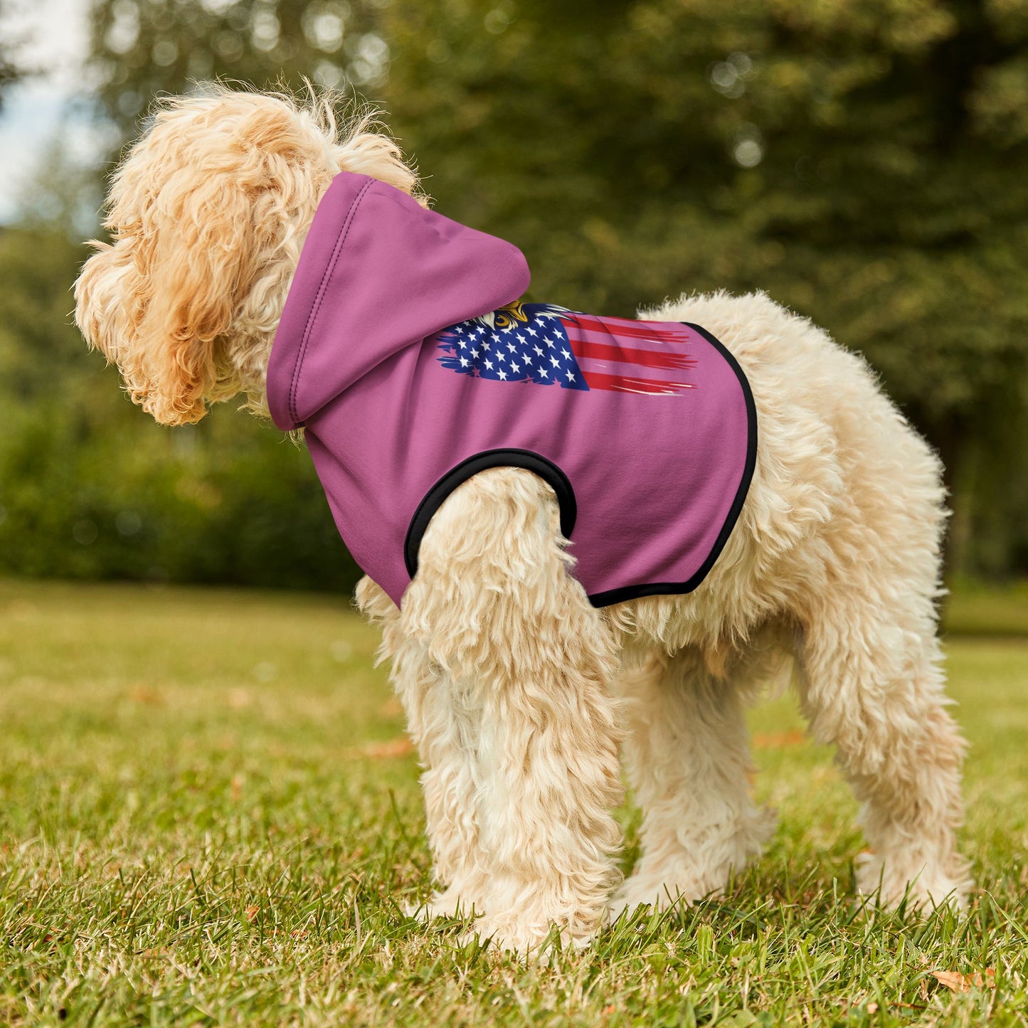 Princess Grave  Patriotic Pet Hoodie with Eagle Design Perfect for Celebrations