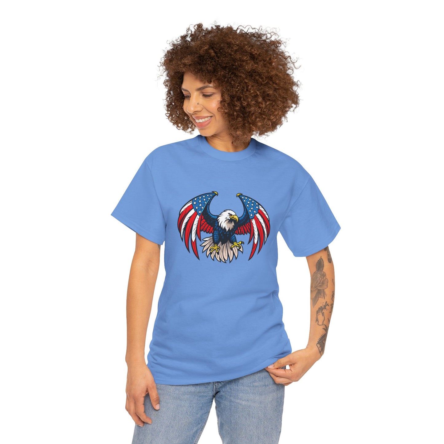 Princess Grace  Patriotic Eagle Unisex Heavy Cotton Tee 4th of July Graphic T-Shirt