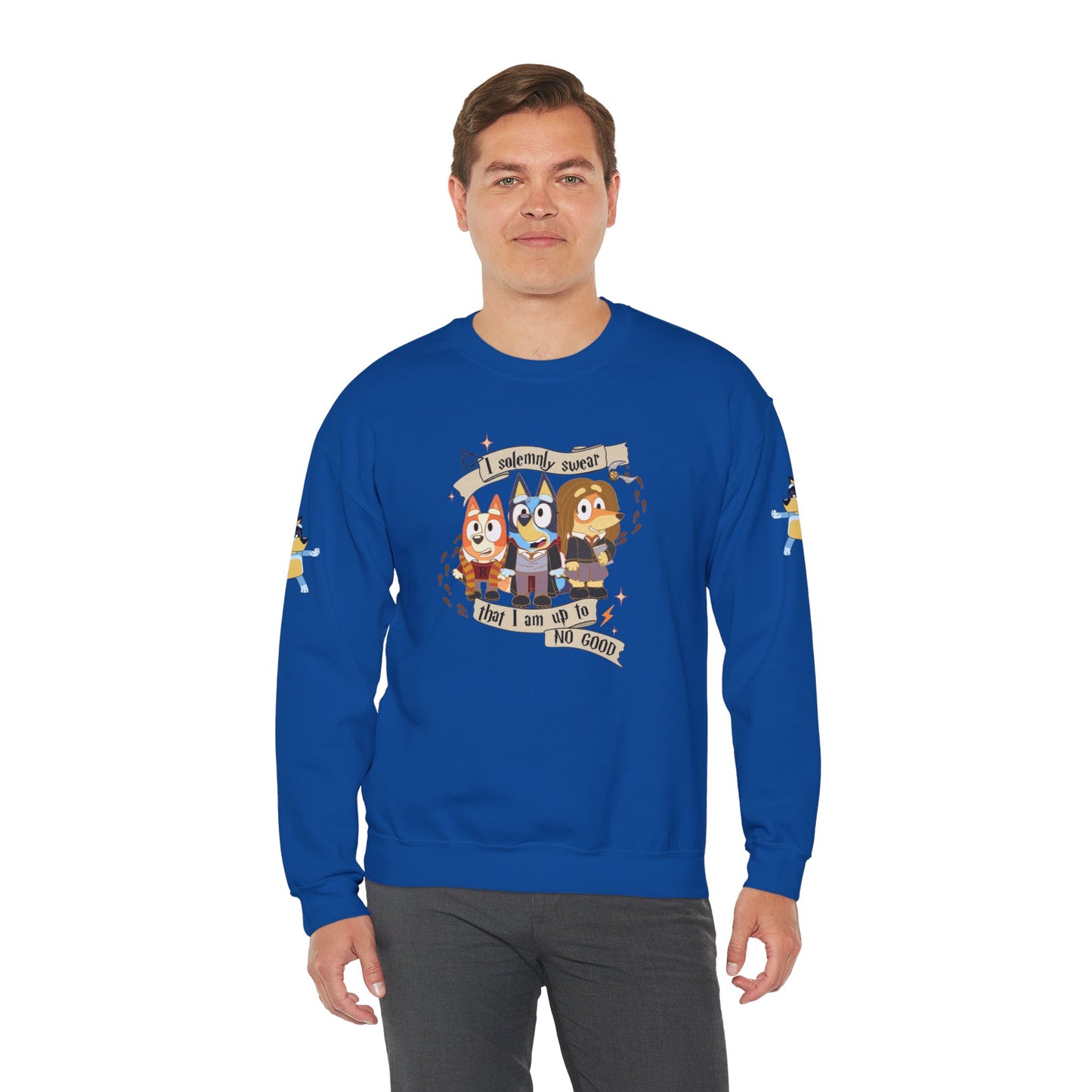 Princess Grace  Bluey  Unisex Funny Crewneck Sweatshirt  "I Solemnly Swear That I Am Up To No Good"  Perfect Gift for Family and Friends