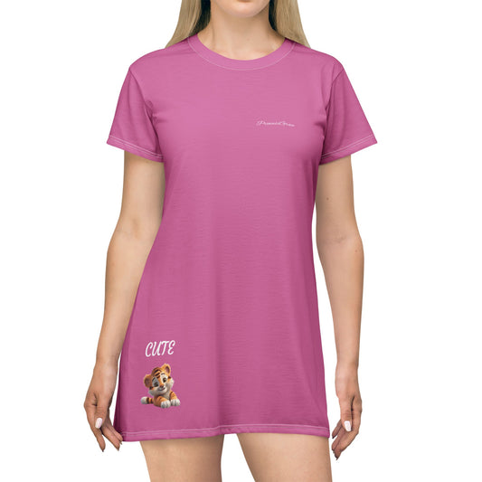 Princess Grace  Cute Pink T-Shirt Dress  Fun Casual Wear