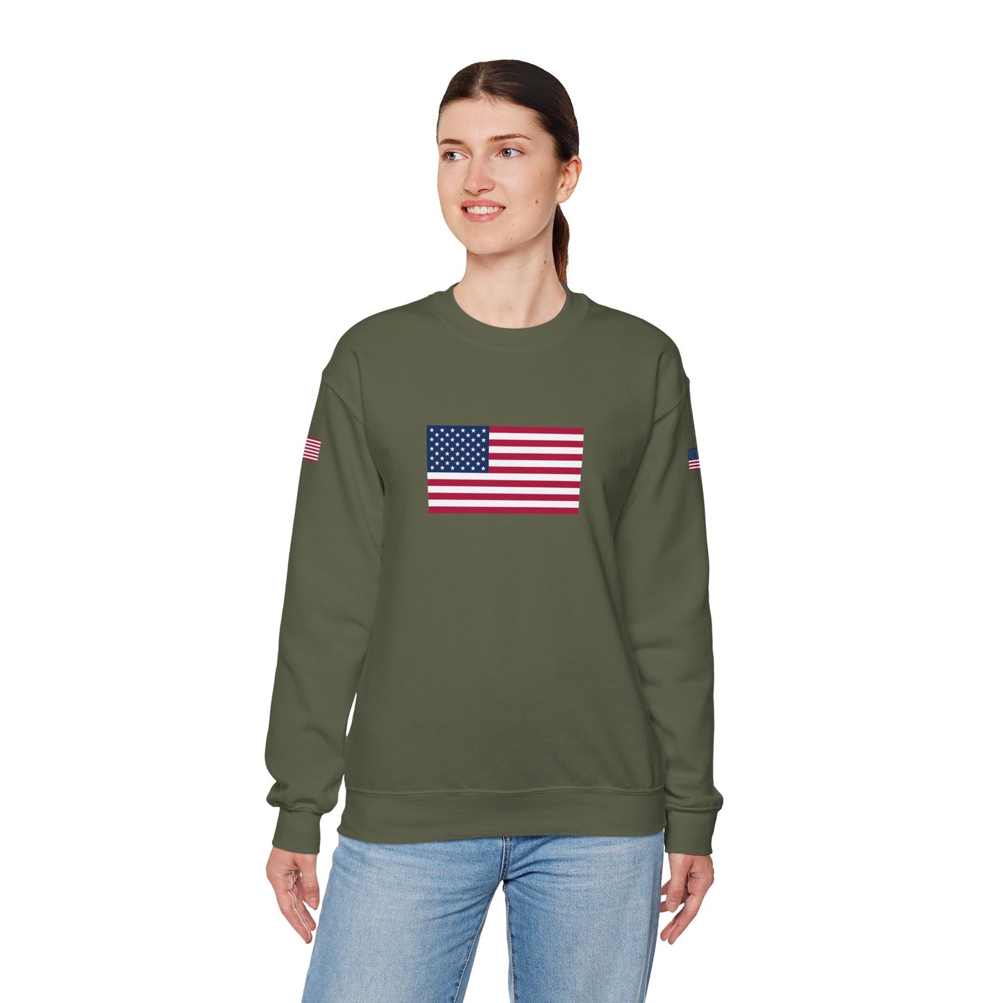 Princess Grace  TAEM USA  Patriotic Unisex Crewneck Sweatshirt with American Flags