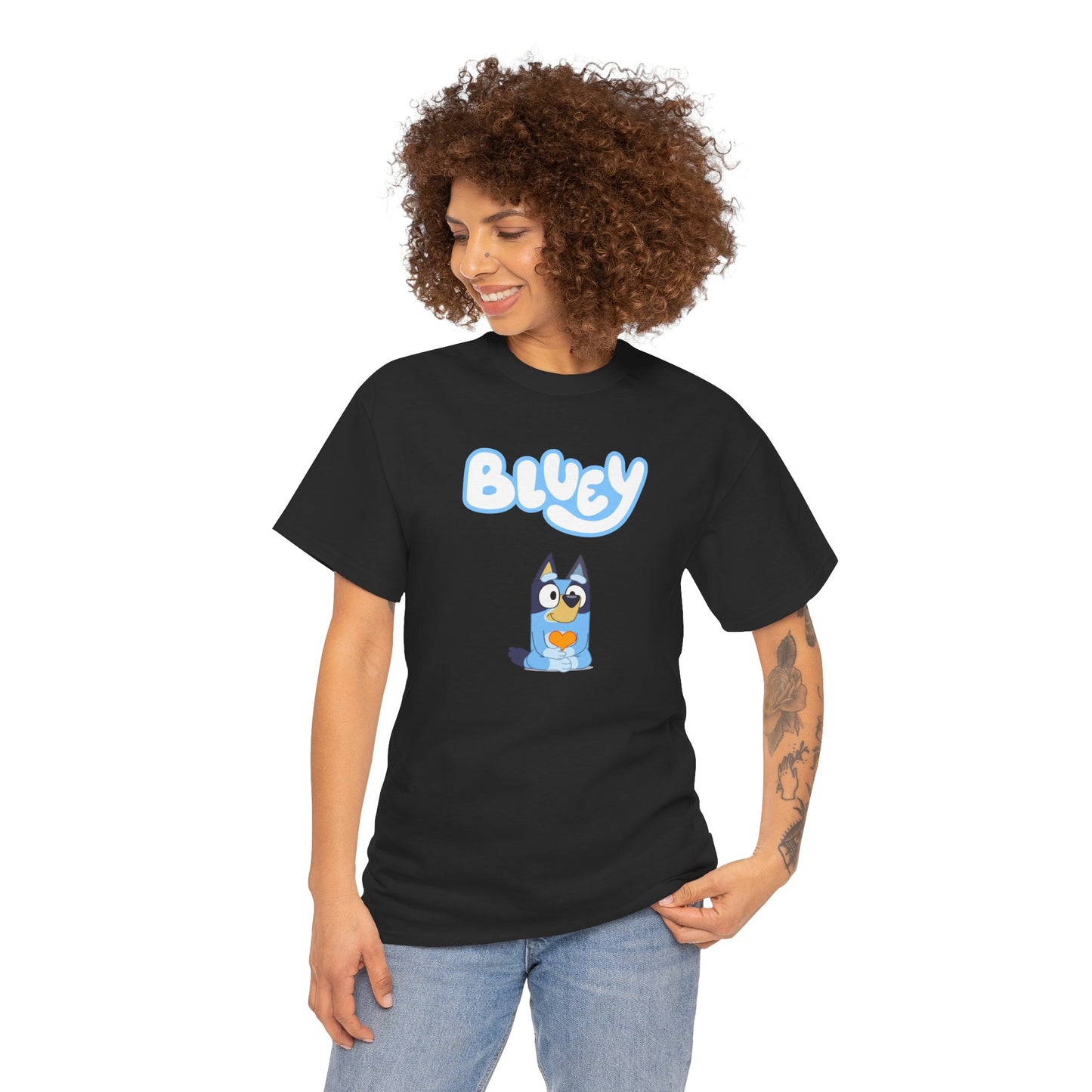 Princess Grace  Bluey Unisex Heavy Cotton Tee  Comfortable Cartoon T-Shirt for Kids and Adults