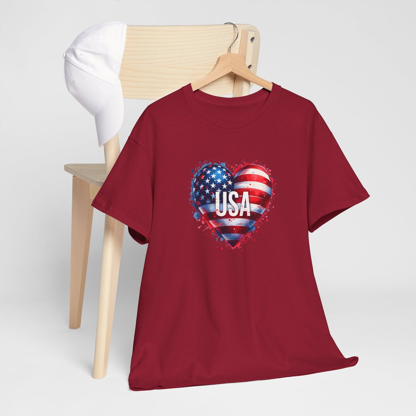 Princess Grace  Patriotic Heart Unisex Cotton Tee  USA Freedom Shirt