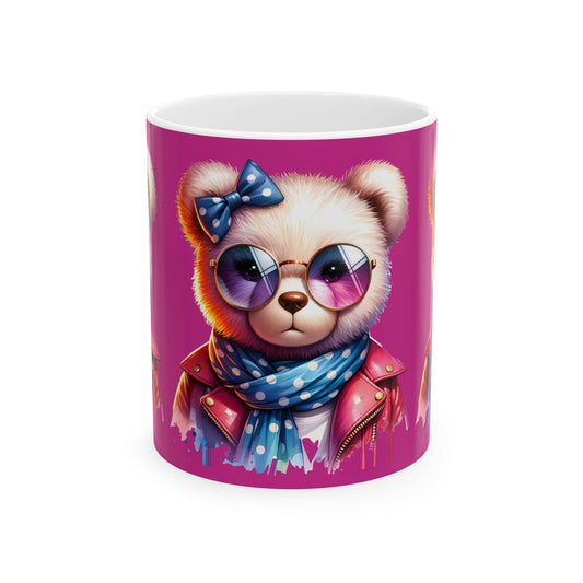 Princess Grace  Trendy Bear Ceramic Mug with Sunglasses  Cute 11oz & 15oz Drinkware