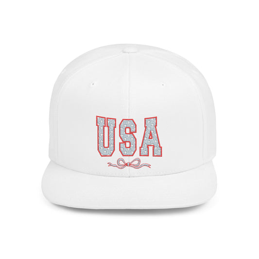 Princess Grace  USA Glitter Flat Bill Snapback Hat Trendy and Stylish