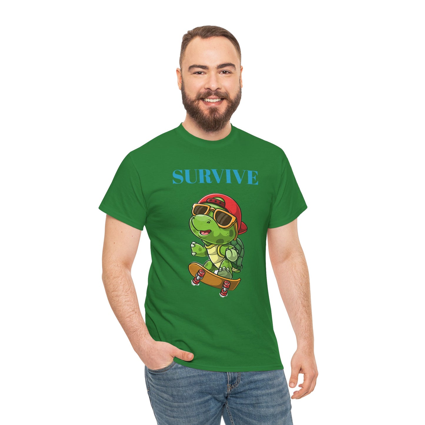 Princess Grace  Cool Skateboarding Turtle Tee "Survive" Unisex Cotton T-Shirt for Fun Lovers