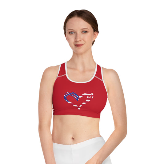 Princess Grace  Patriotic Heart Sports Bra