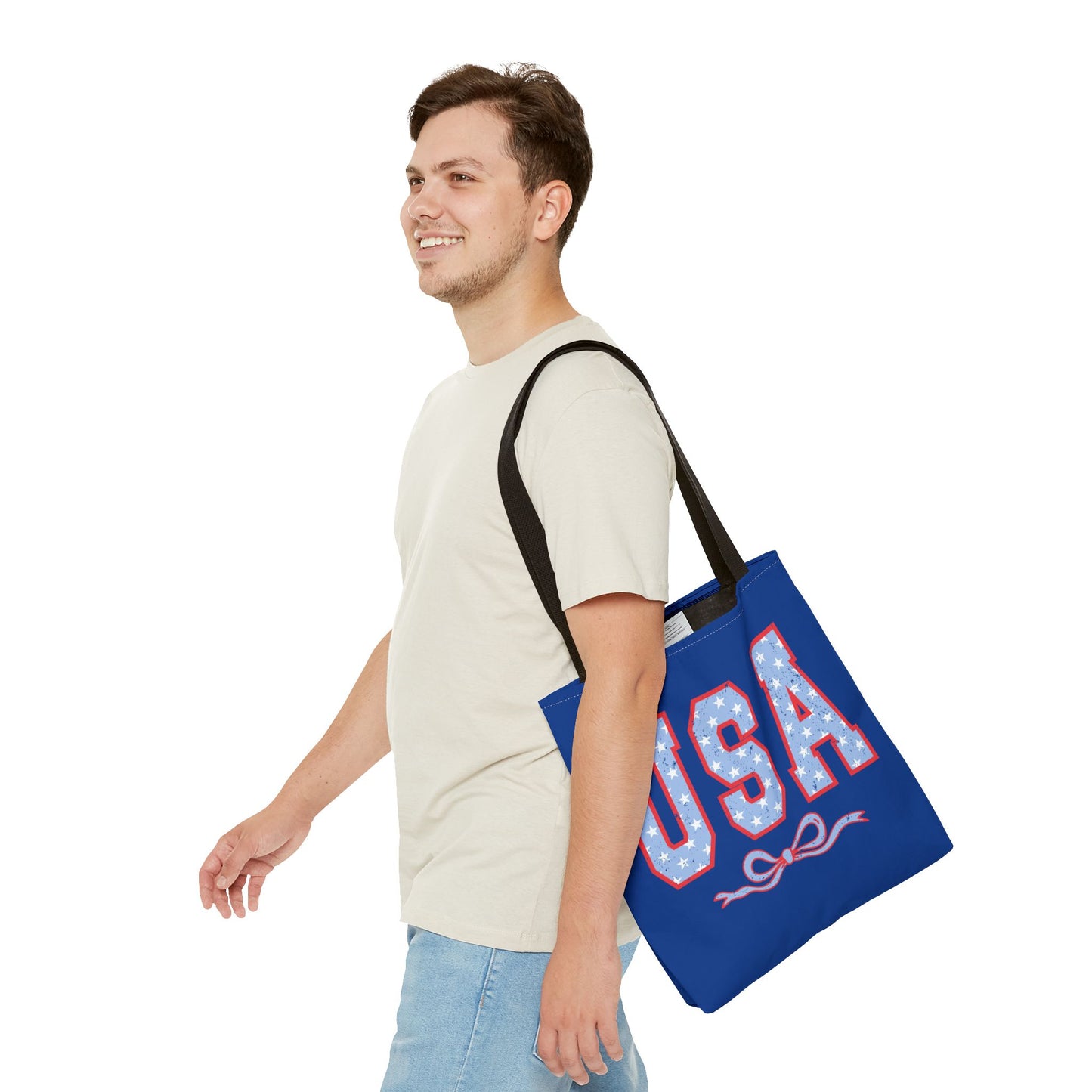 Princess Grace  Patriotic USA Tote Bag Stylish Blue Star Design for Holidays & Everyday Use