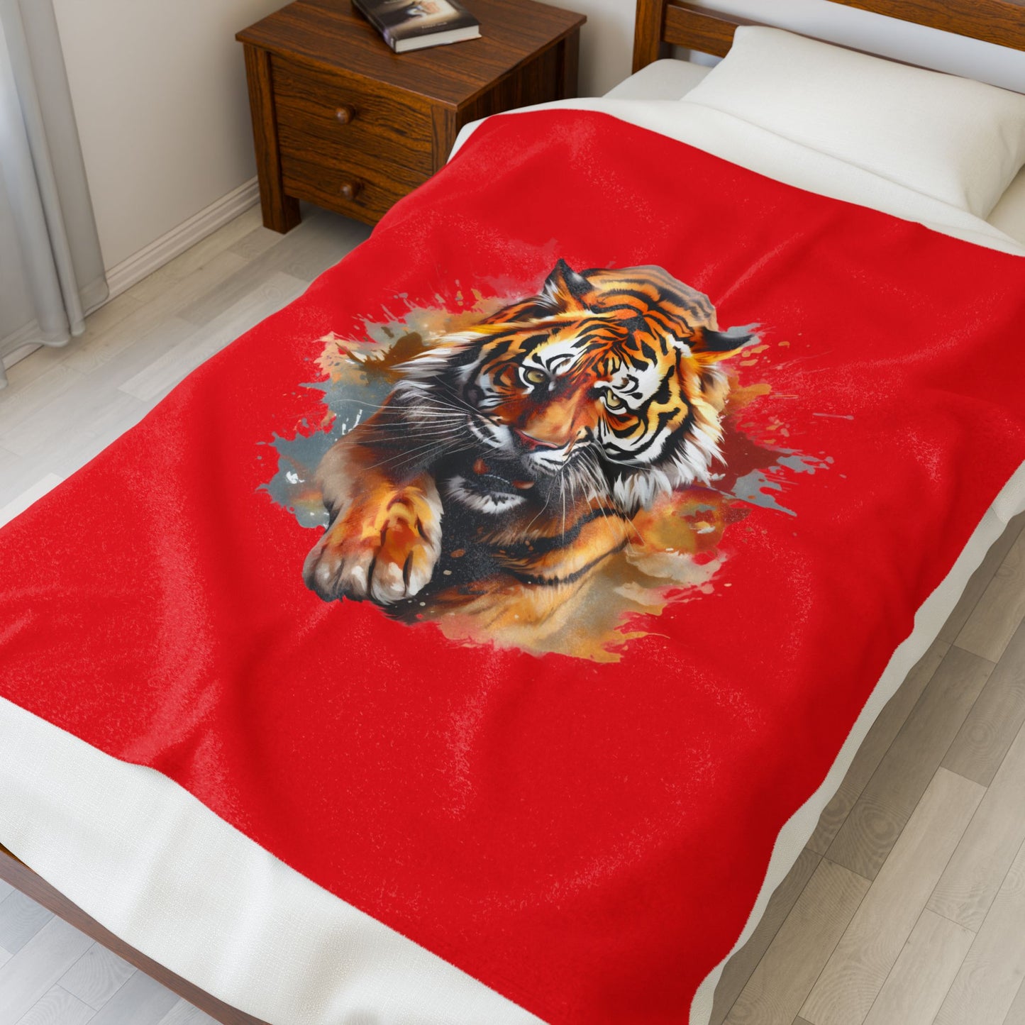 Princess Grace  Roaring Tiger Velveteen Plush Blanket  Cozy Home Decor for Animal Lovers