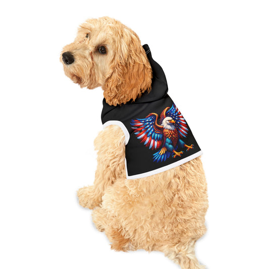 Princess Grace  Patriotic Eagle Pet Hoodie Stylish Black Dog Sweater for Independence Day & Year Round Wear