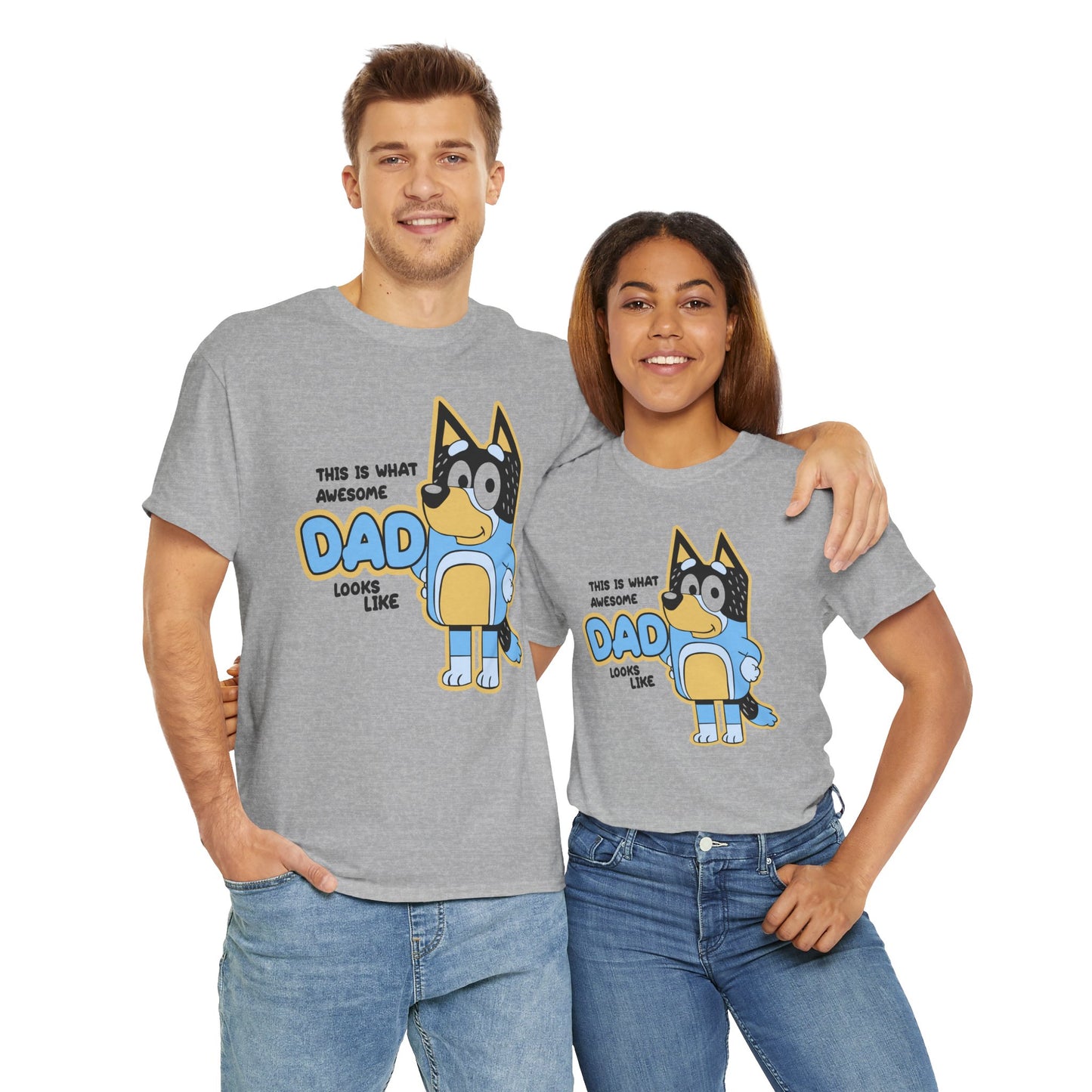 Princess Grace  Bluey  Awesome Dad Unisex Heavy Cotton Tee  Funny Gift for Father's Day