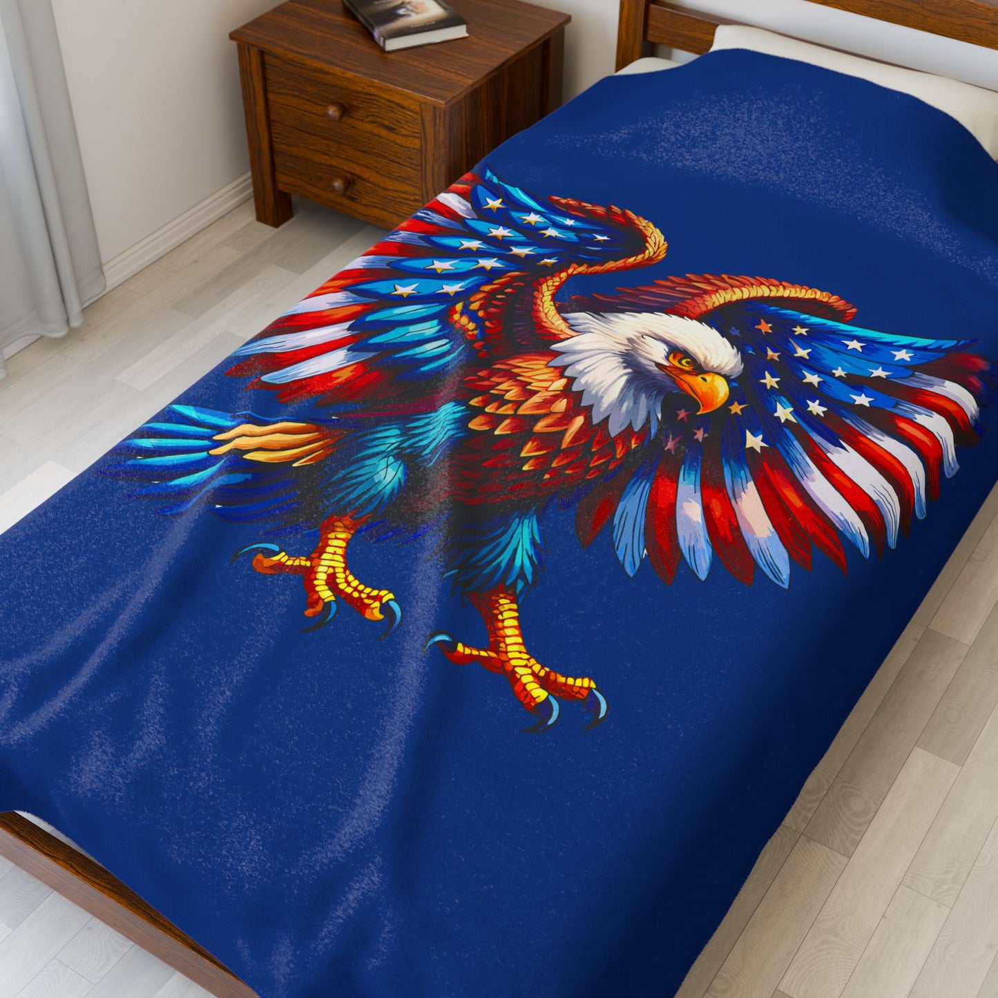 Princess Grace  Patriotic Eagle Velveteen Plush Blanket  Comfortable Soft Throw for Independence Day and Outdoor Events