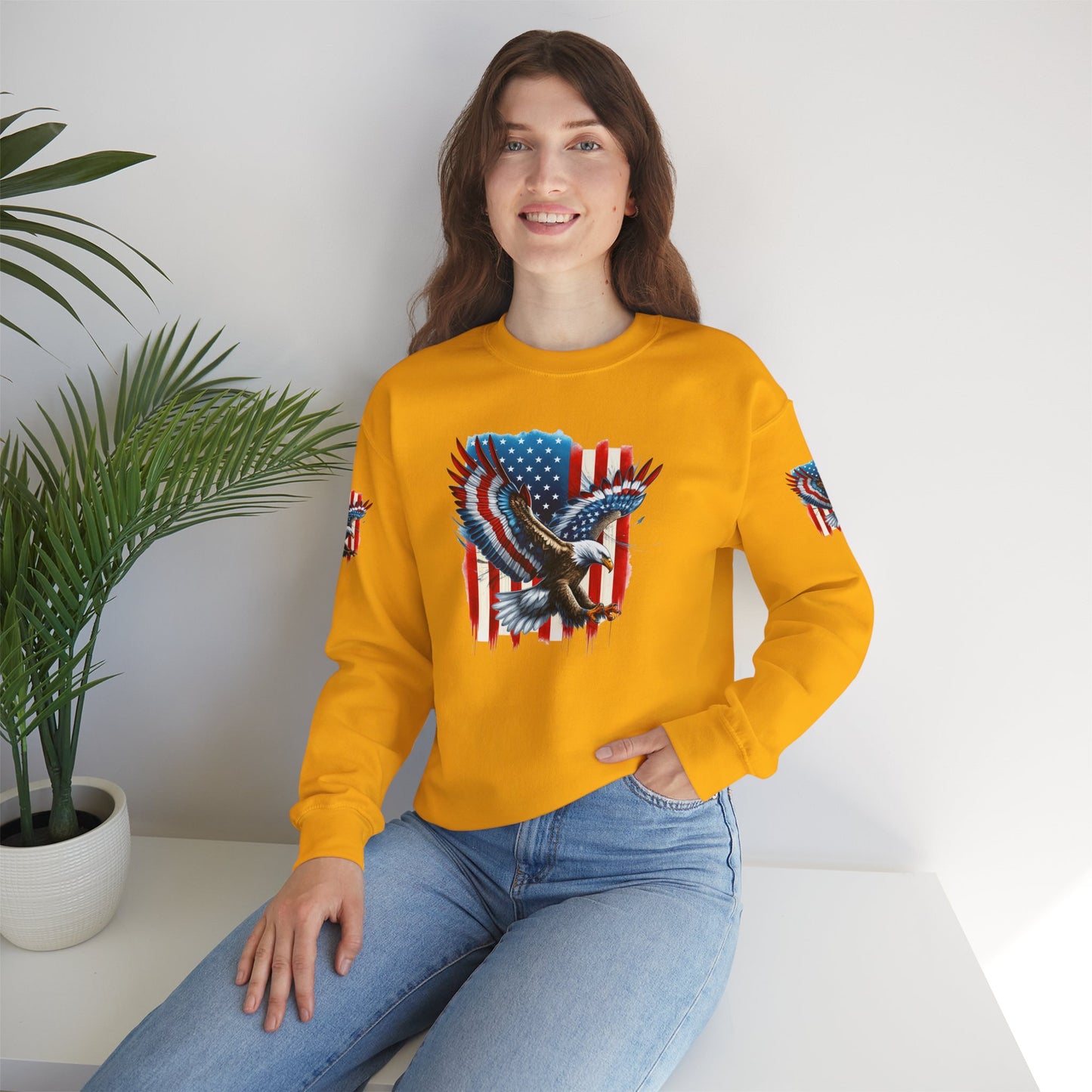 Princess Grace  Patriotic Eagle Crewneck Sweatshirt Unisex Heavy Blend