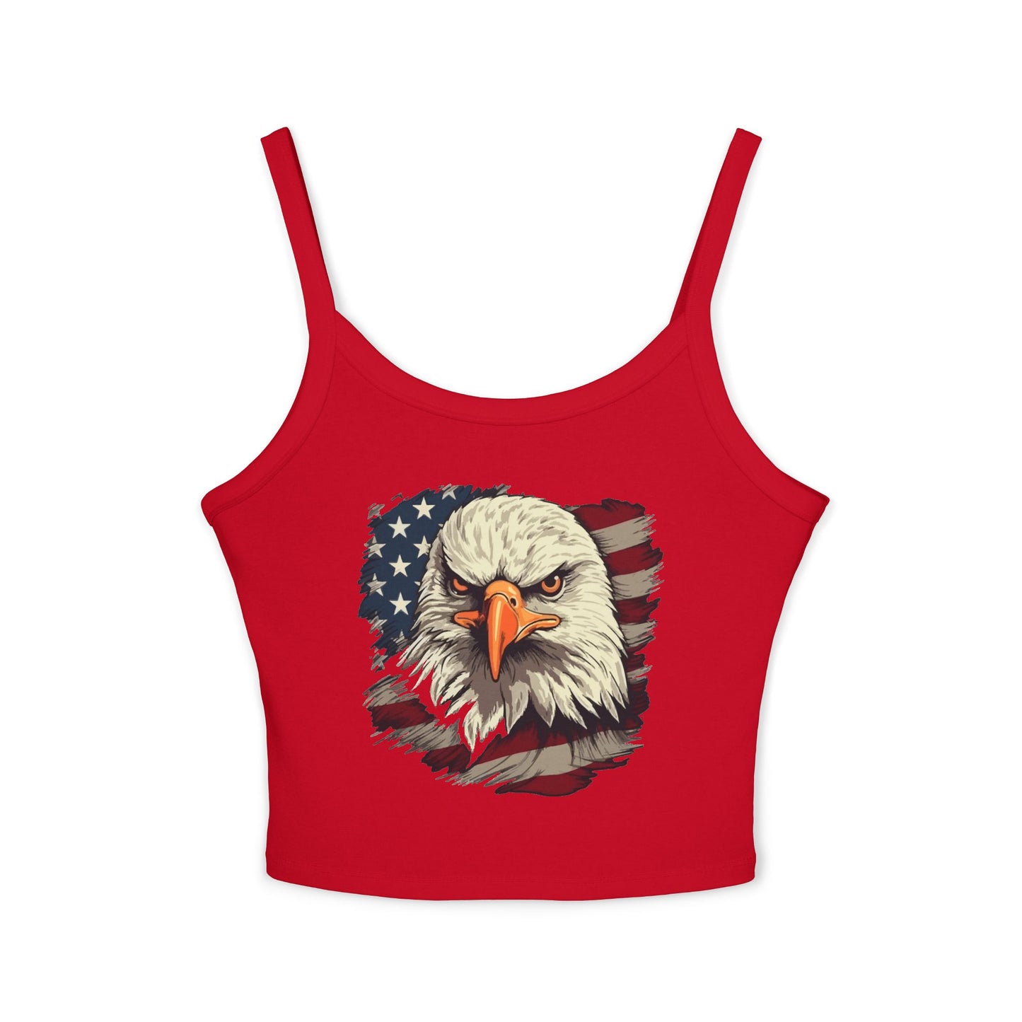 Princess Grace  Patriotic Women's Spaghetti Strap Tank Top  Eagle & USA Flag Design