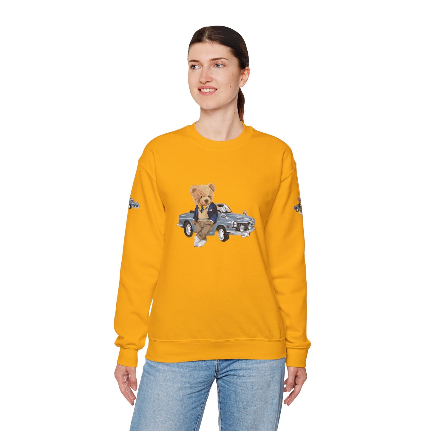 Princess Grace  Stylish Crewneck Sweatshirt with Bear and Car Design