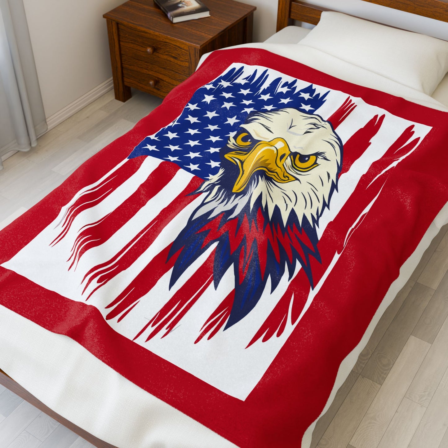 Princess Grace  Patriotic Eagle Velveteen Plush Blanket  Cozy Throw for Independence Day