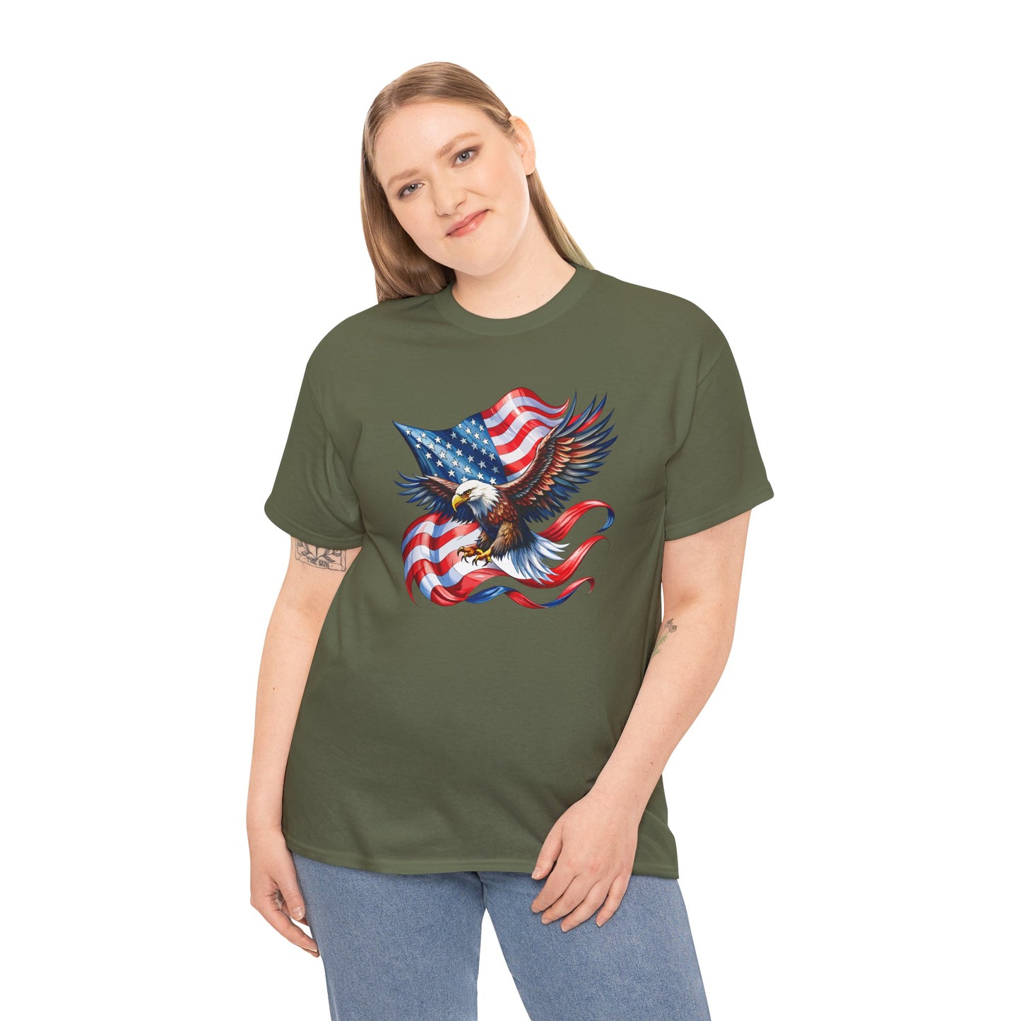 Princess Grace  Patriotic Eagle Graphic Unisex Heavy Cotton Tee