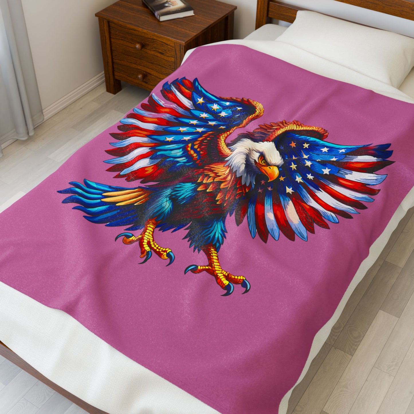 Princess Grace  Vibrant Eagle Plush Blanket  Perfect for Patriotic Celebrations