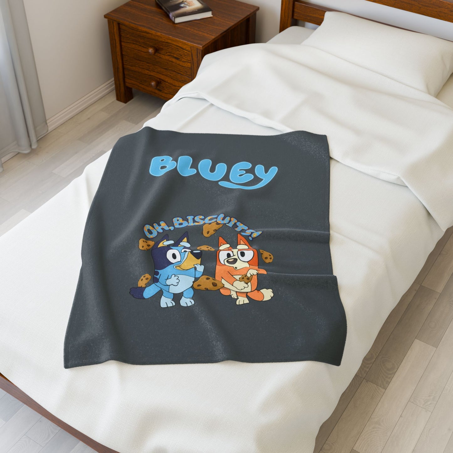 Princess Grace  Bluey Oh Biscuits Velveteen Plush Blanket  Cozy Kids Throw for Comfort and Fun