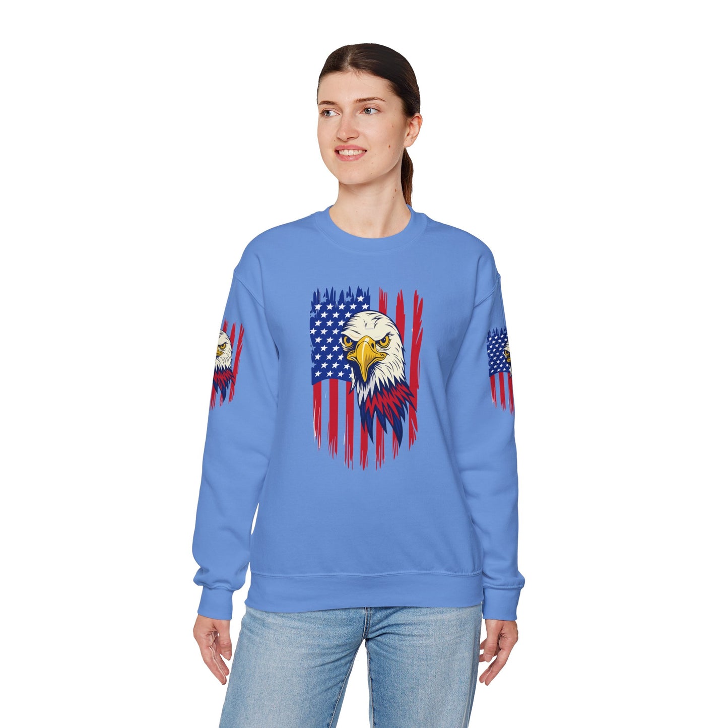 Princess Grace Patriotic Eagle Crewneck Sweatshirt Unisex Heavy Blend