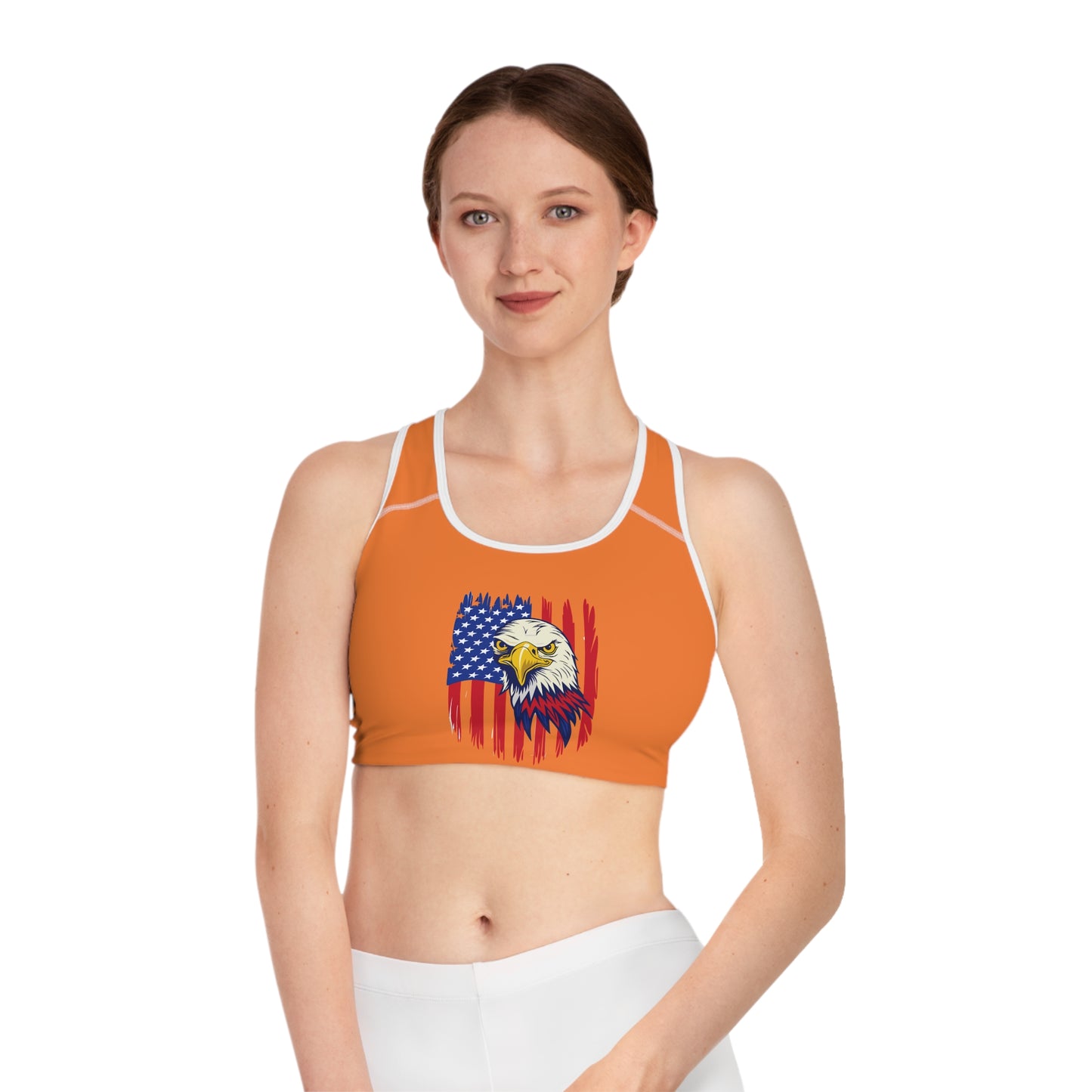 Princess Grace  Patriotic Sports Bra with Eagle Design  USA Themed Activewear