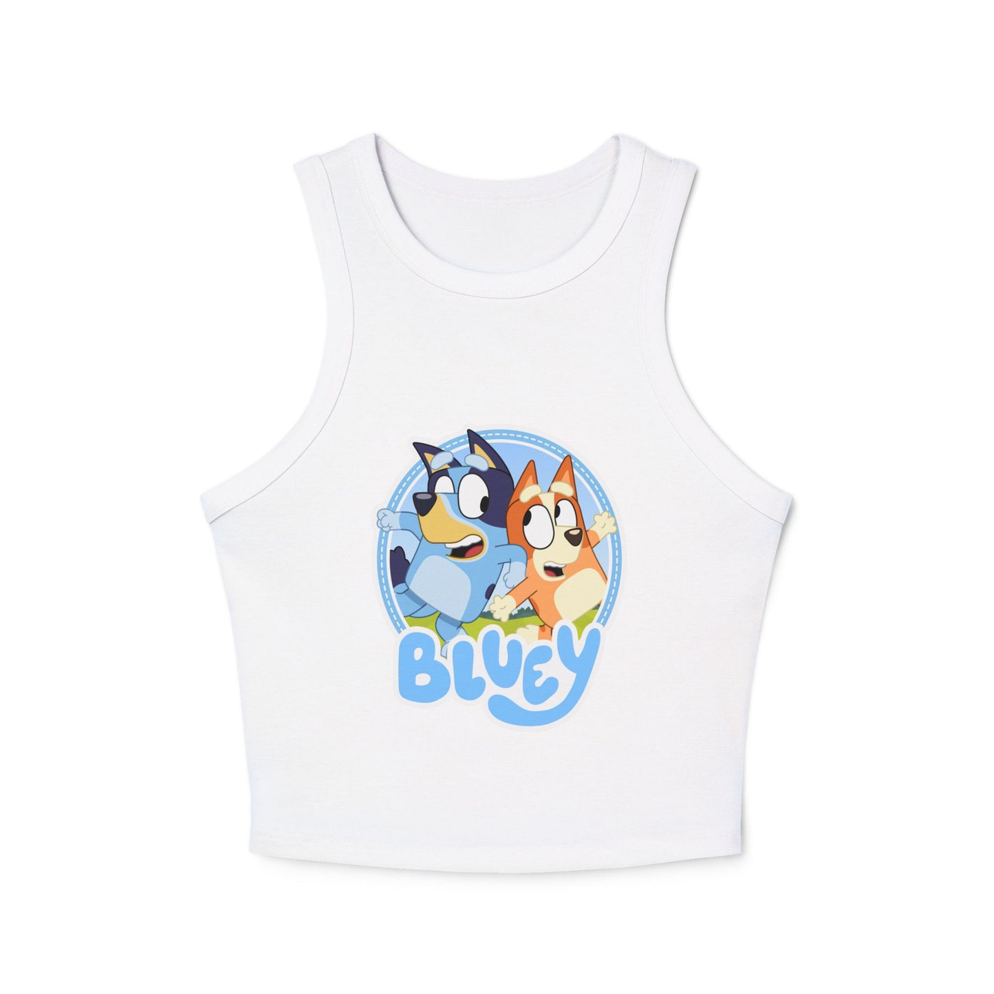 Princess Grace  Bluey Graphic Women's Racer Tank Top  Fun & Playful Summer Style