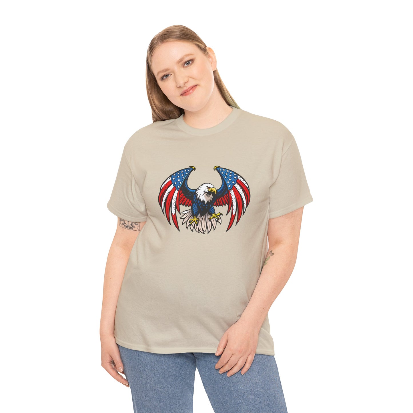 Princess Grace  Patriotic Eagle Unisex Heavy Cotton Tee 4th of July Graphic T-Shirt