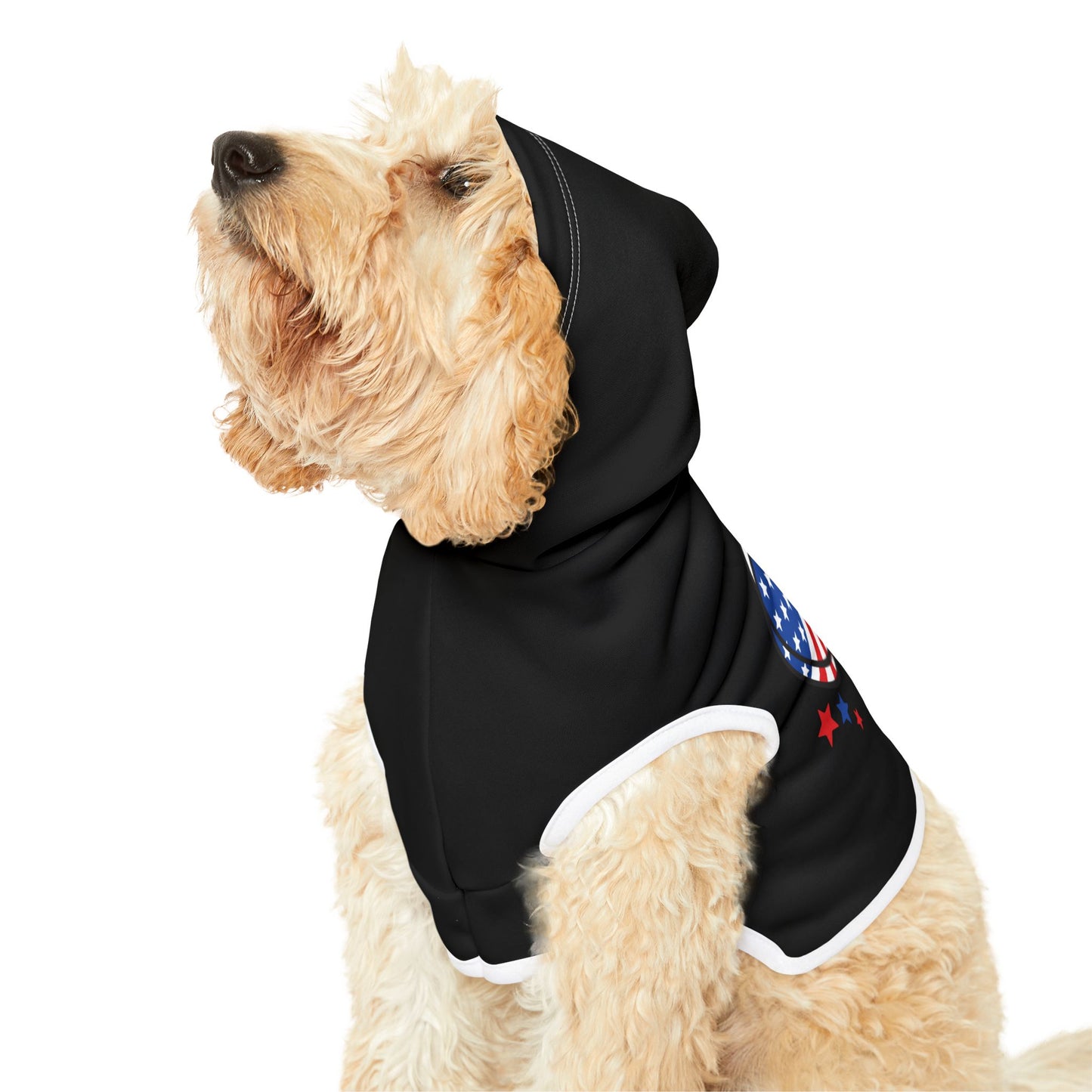 Princess Grace  Patriotic Pet Hoodie  USA Flag Heart Design for Dogs & Cats