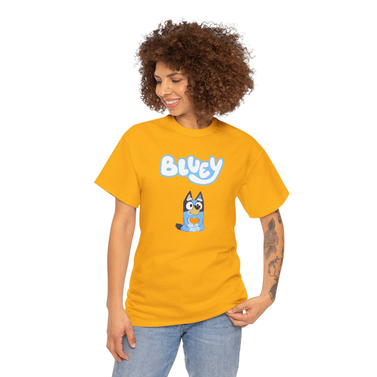 Princess Grace  Bluey Unisex Heavy Cotton Tee  Comfortable Cartoon T-Shirt for Kids and Adults