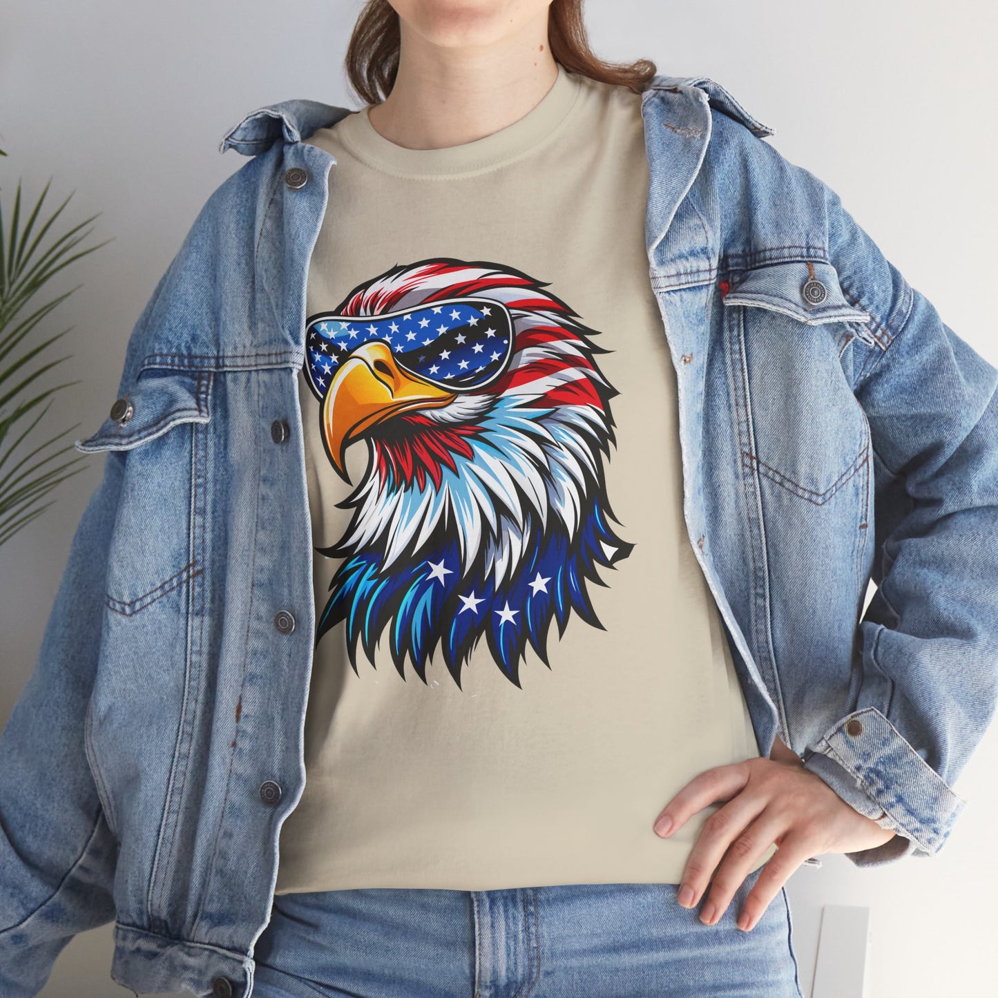 Princess Grace  Patriotic Eagle Unisex Heavy Cotton Tee 4th of July Spirit