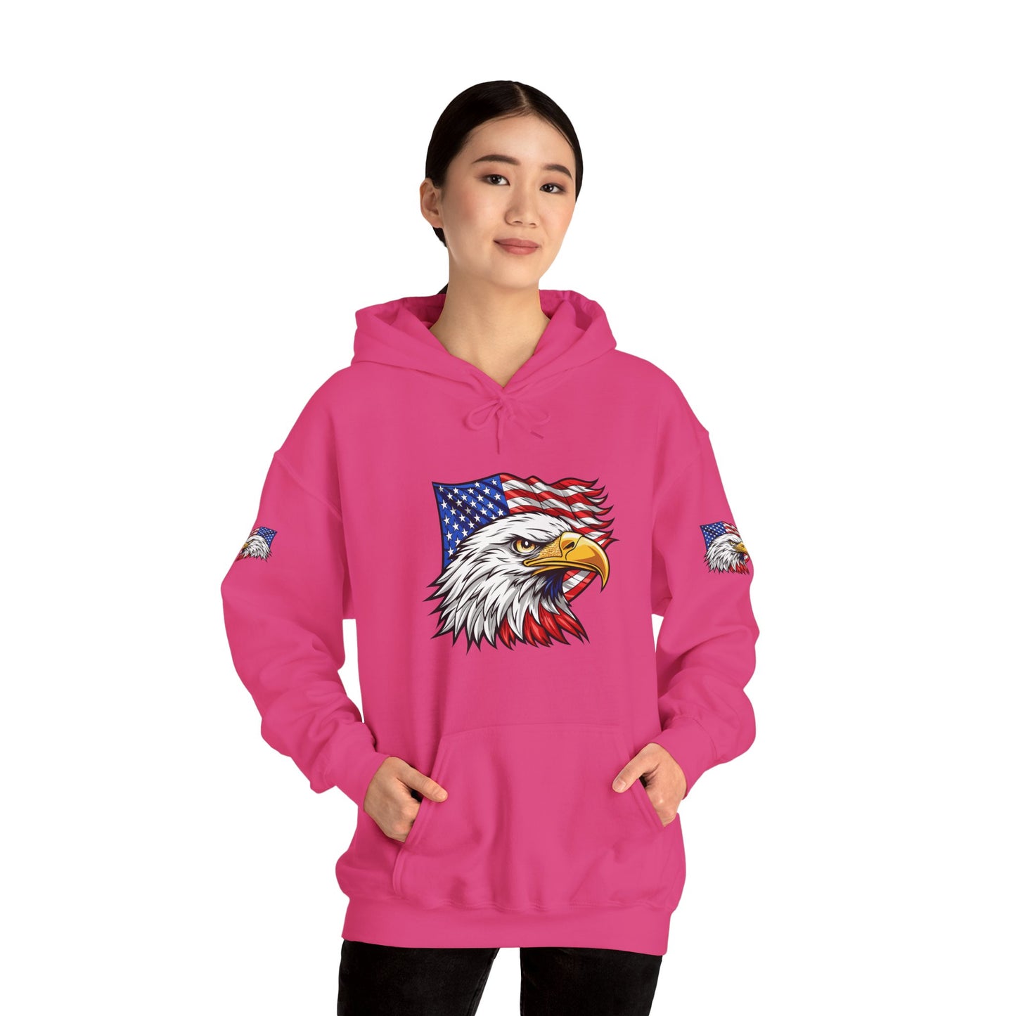 Princess Grace  Patriotic Eagle Hoodie   Unisex Heavy Blend Sweatshirt with American Flag Design