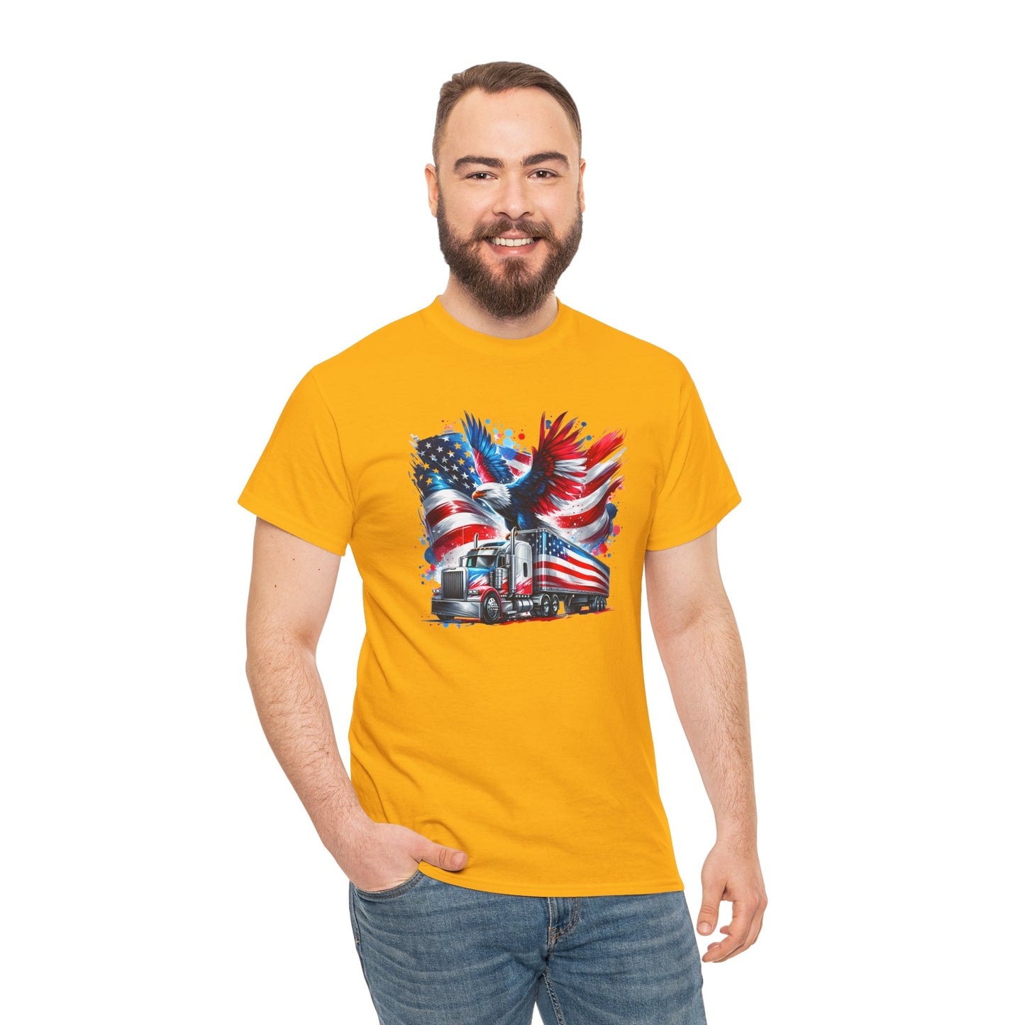 Princess Grace  Patriotic Eagle Truck Unisex Heavy Cotton Tee